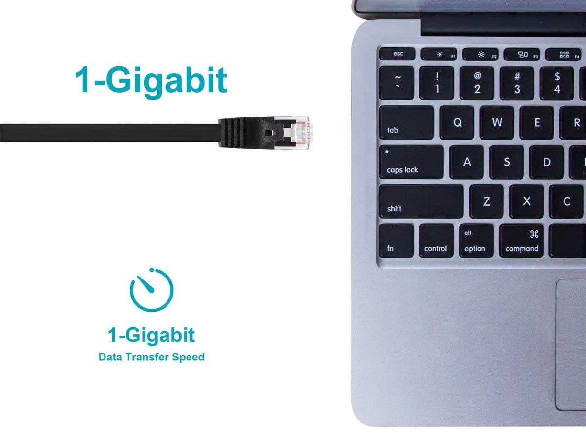 Câble Réseau Ethernet Cat5e 100 M - 350 MHz - Plat 30AWG Cuivre Nu - Noir Pour Installation Discrète - 13