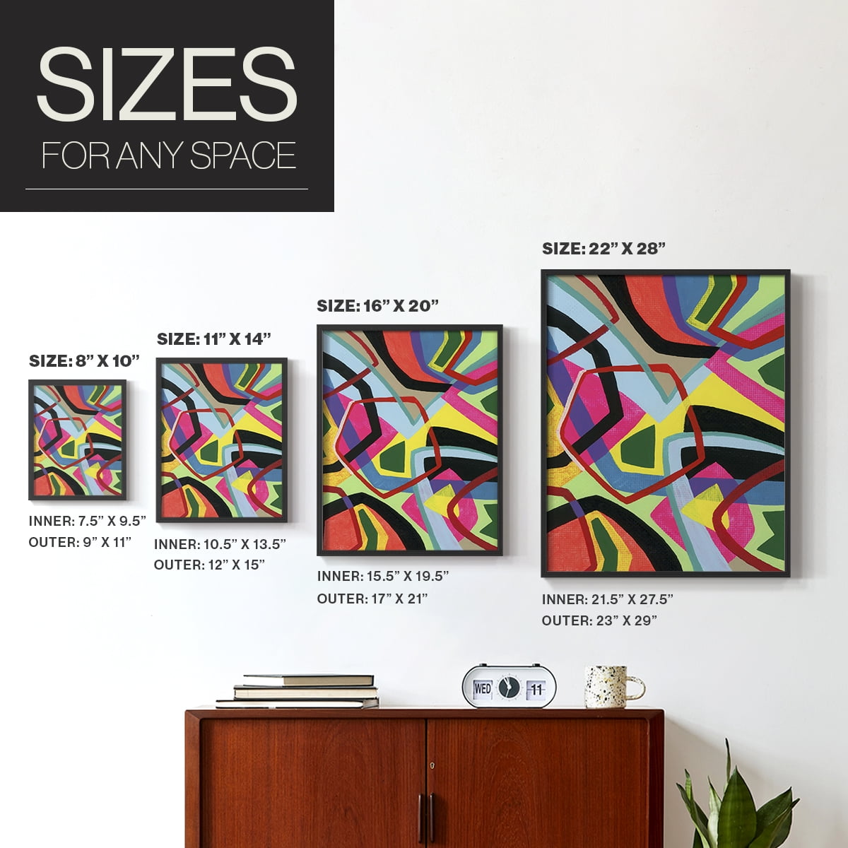 Bold Shape Shift II Framed Print in Black Solid Wood Framed Print No Nail Hanging