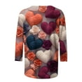 thumbnail image 5 of Walmart+ Semaine Aqestyerly T-Shirt Imprimé Mode Saint-Valentin pour Femmes Manches 3/4 Blouse Col Rond Hauts Décontractés, 5 of 5