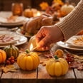 thumbnail image 5 of Fllostpr Halloween 2PC Wax Pumpkin Scented Candle, Yellow Handmade Aromatherapy Candle for Home Cafe Party Table Desk Indoor, 2.5x1.7", 5 of 7