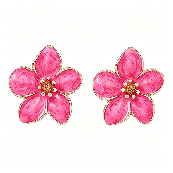 DESIGNICE Pink Flower Earrings for Women Boho Floral Dangle Earrings Hibiscus Petal Drop Earring Luau Beach Party Vacation Hawaiian Style Accessories Jewelry