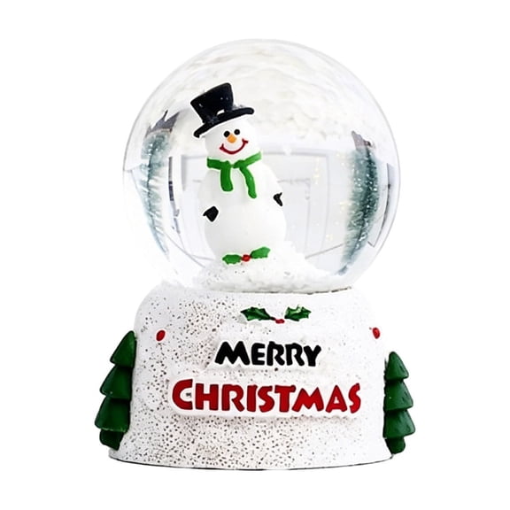 Christmas Snow with Light Resin Glass Snowball Ornament Light up Holiday Desktop Decor Xmas Gift for Home Tabletop Decoration