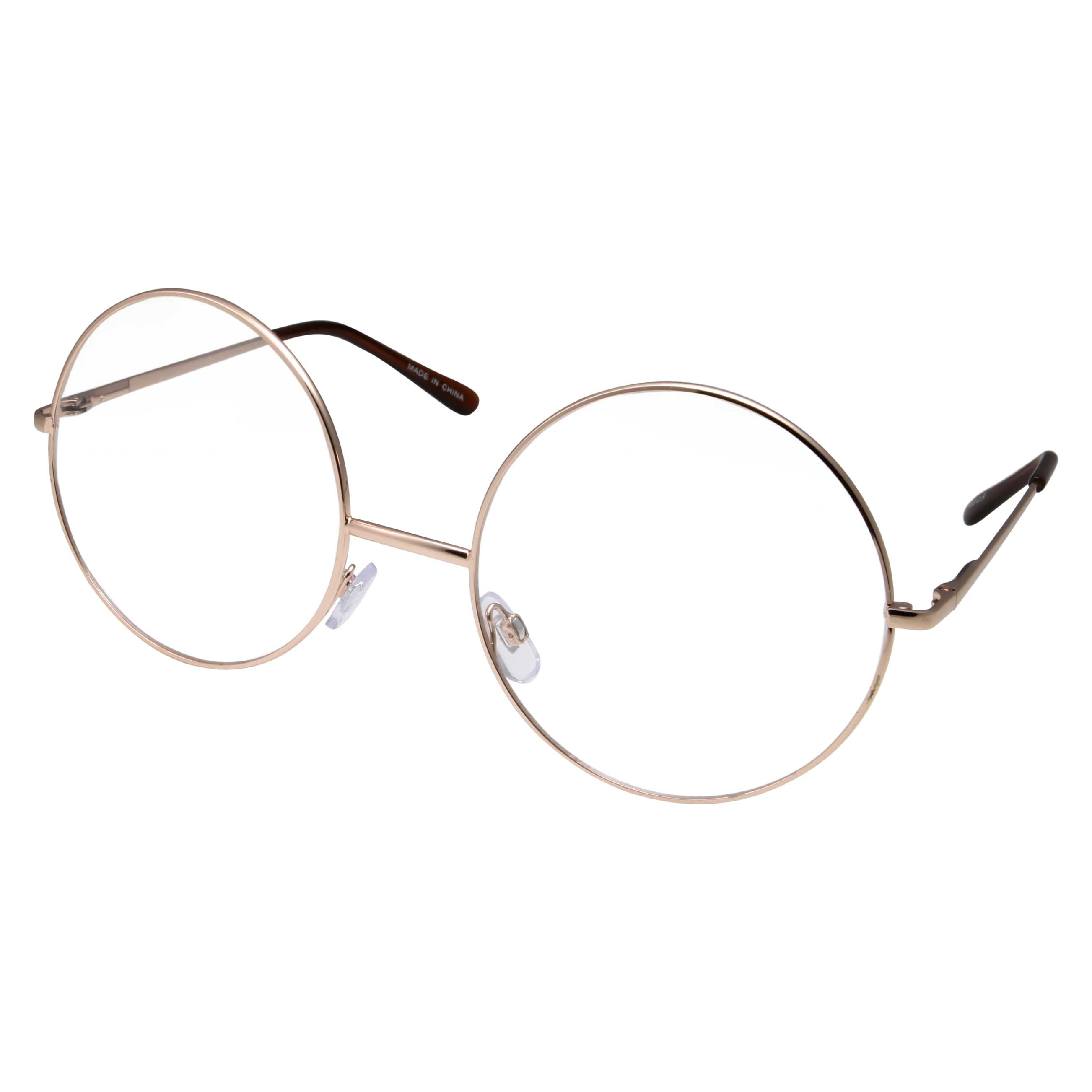 Grinderpunch Extra Large Round Circle Metal Frame Clear Lens Glasses 