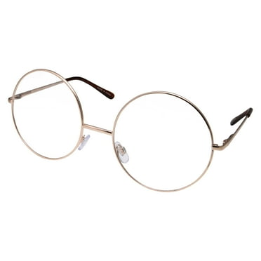 grinderPUNCH JOHN LENNON Costume Circle Large Metal Adult Silver Frame Clear Glasses Men Women