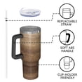thumbnail image 4 of 40oz Tumbler with Handle and Straw, Vacuum Insulated Stainless Steel Travel Mug, Fits Car Cup Holder, Wood Print, 4 of 6