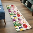 thumbnail image 4 of Spring Floral Large Area Rugs for Bedroom Living Room, Non Slip Carpet Bedside Rug, Summer Tulip Butterfly Elegant Botanical Rectangular Floor Cover Kitchen Accent Rug 2'x6' for Dining Room/Office, 4 of 9