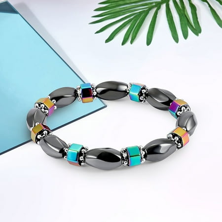 1 PCS Weight Loss Healthcare Round Black Stone Magnetic Therapy Hand Chain Body Care Hematite Stretch Bracelet Magnet Jewelry For Men