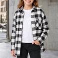 thumbnail image 2 of Girls Plaid Shirt Jacket Long Sleeve Button-Down Flannel Shacket Casual Lapel Checkered Outerwear With Chest Pocket (Black), 2 of 5