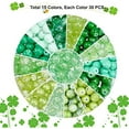 thumbnail image 4 of 300pcs 8mm Green Glass Beads 15 Colors Craft Glass Beads St Patrick Day Beads Christmas Green Loose Beads Spacers for Spring Home Decor DIY Earring Necklace Bracelet Jewelry Making, 4 of 9