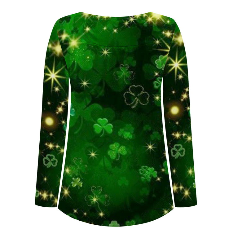 Fanxing St Patrick's Day Shirt Deals of The Day Clearance Green Shirts for Women Womens Long Sleeve Blouse Stuffed Leprechaun Shirt, Women's, Size