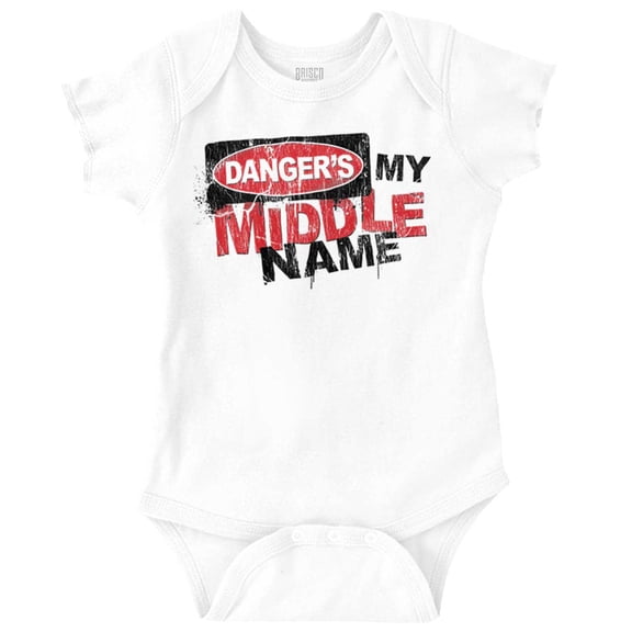Funny Danger is My Middle Name Bodysuit Jumper Boys Infant Baby Brisco Brands NB