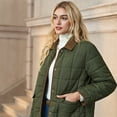 thumbnail image 4 of ieFashion Women's Winter Quilted Jackets Long Sleeve Button Down Square Pattern Jacket Outerwear Coats with Pockets, Green, L, 4 of 10