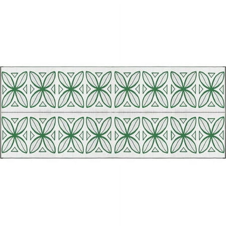 Camco 8' x 20' Reversible RV Outdoor Mat, Camping Mat, Green Botanical