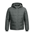 thumbnail image 5 of Men's Hooded Puffer Jacket Full Zip Padded Coat,Warm Windbreaker Fall Winter Outerwear Relaxed Comfy Daily Outing Wear,Gray,S, 5 of 9