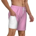 thumbnail image 3 of Gaeub Pink Mens Swim Trunks Stretch Beach Shorts Quick Dry for Men Swim Shorts Swimwear with Pockets- Large, 3 of 9