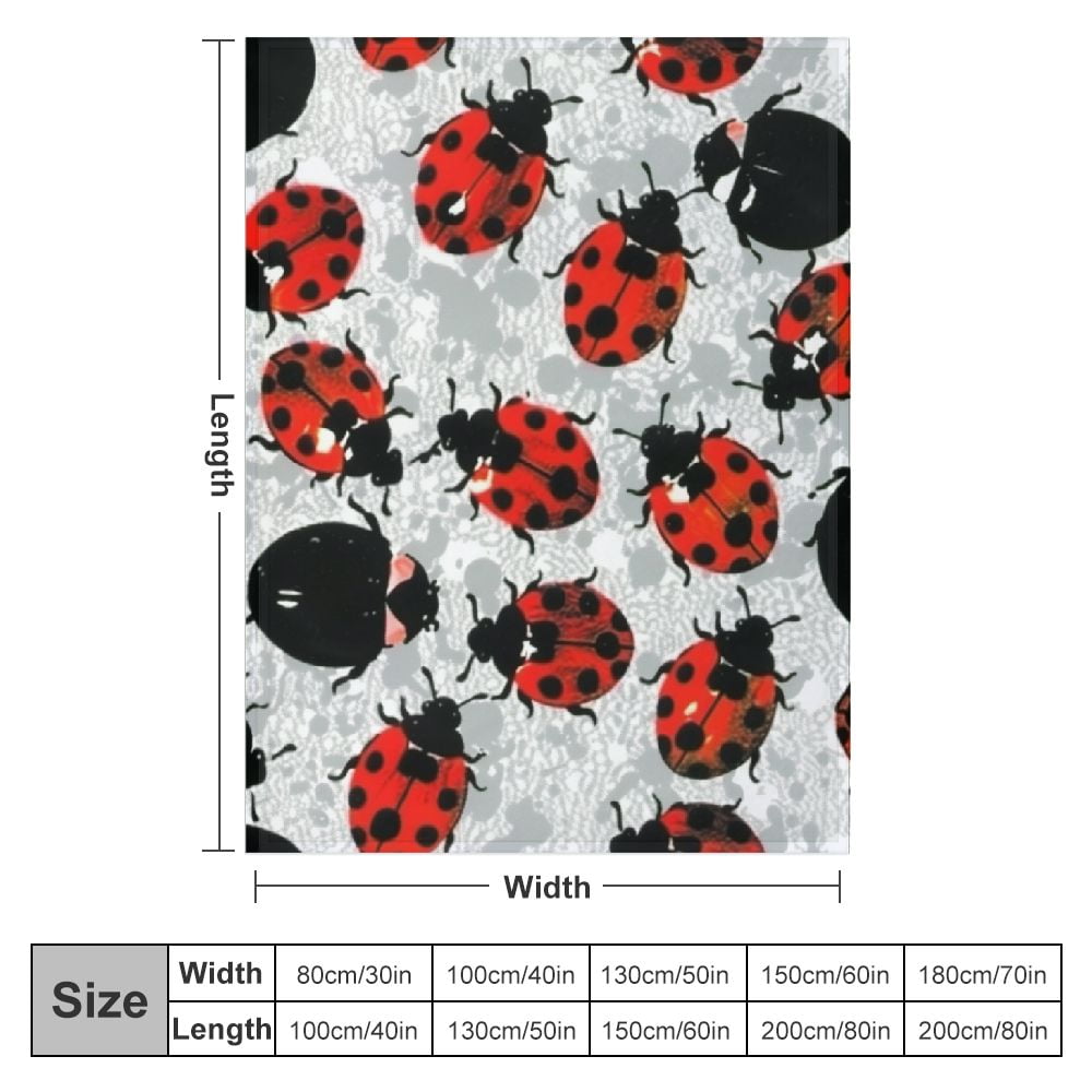 BCIIG Blanket Ladybug Super Soft Warm Cosy Throw Blanket for Couch, Sofa, Bed, Lightweight Soft Cozy Warm Fuzzy Blankets for Camping, Picnic, Travel  60x80in