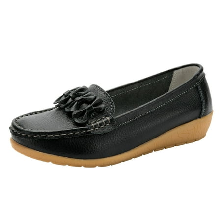 

SEMIMAY Slip On Women Comfort Walking Flat Loafers Casual Shoes Driving Loafers Walking Shoes For Women Black