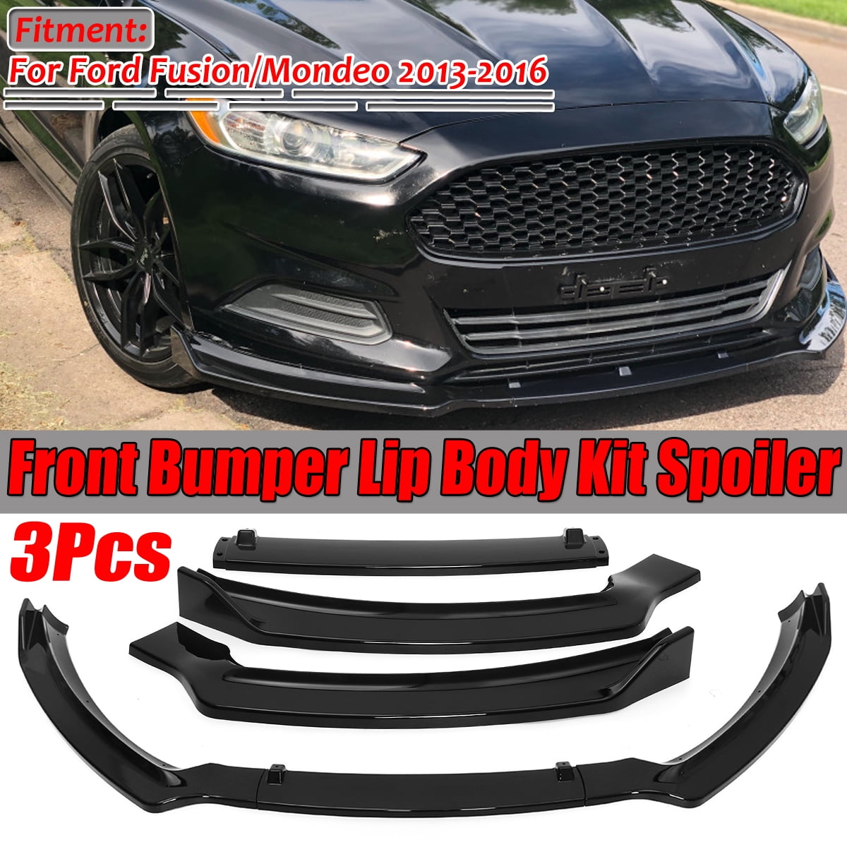 Ziek persoon viel gelijktijdig 3Pcs Glossy Black Front Bumper Lip Spoiler Body Kit For Ford Fusion Mondeo  2013-2016 (Instruction Not Included) - Walmart.com