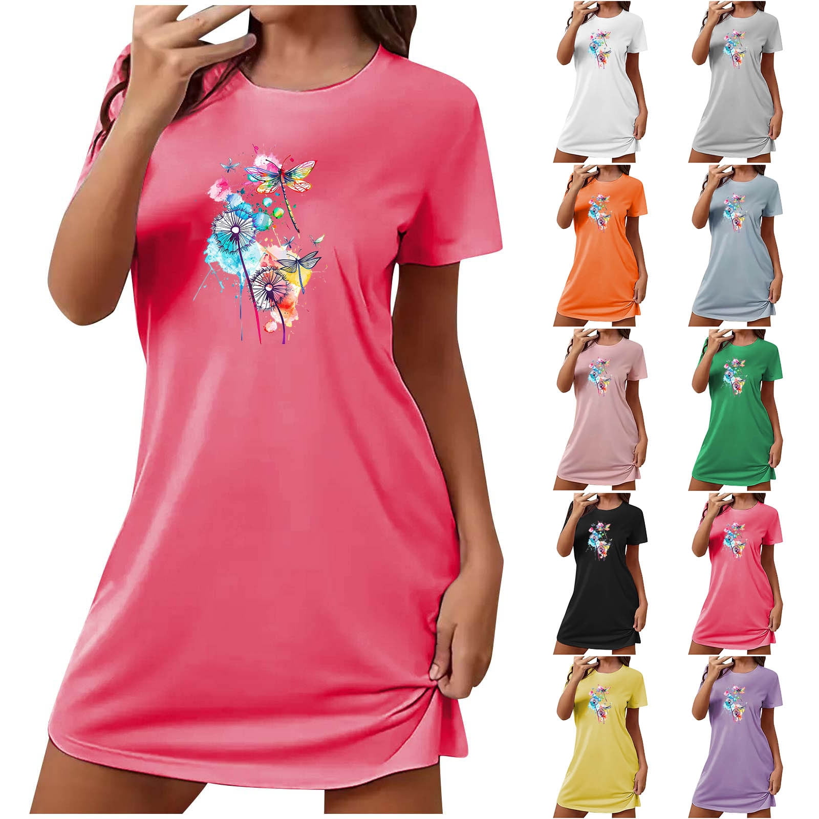 Zorckvet Womens Nightgowns Soft Night Shirts Loose Plus Size Short Sleeve Pullover Womens Sleepshirt