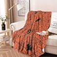 thumbnail image 2 of Halloween Spider Web Silhouette Pattern Round Blanket,Comfortable Soft Flannel Throw Blanket,All Season,Warm Lightweight Blankets for Sofa Bed Couch Living Room Chair 47"x47", 2 of 5