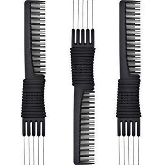 OTTO: 7.5" Five Metal Prong Comb Pin Tail comb (Carbon Fiber Anti Static Heat Resistant)