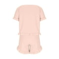 thumbnail image 5 of cfhntfmh Pajama Set for Women Short Sleeve Pjs Set 2PCS Short Pajamas Ruffle Hem Sleepwear Soft Matching Outfits Loungewear, 5 of 6