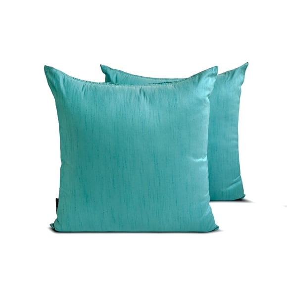 Aqua Decorative Lumbar Pillow Cover 12"x26" | Pack of 2 Modern Art Silk Oblong Euro Shams | Solid & Two Tone Silk Pillowcases for Bed, Couch & Sofa, Modern Home Décor - Aqua Luxury