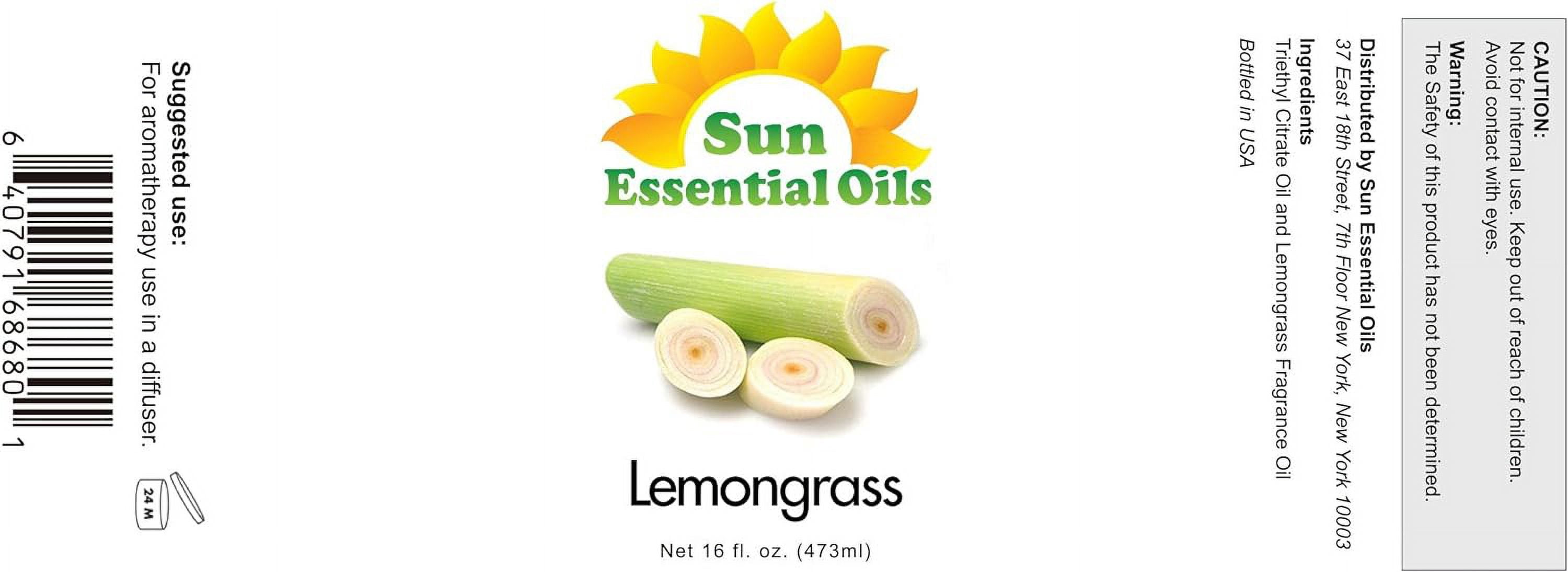Sun Essential Oils - Lemongrass Essential Oil 16oz for Aromatherapy, Diffuser, Pain Relief