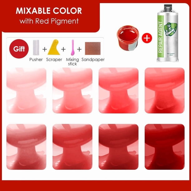 Kit de reparación de porcelana Doble Tubo | Rellenador de grietas de azulejos de alto rendimiento, bañera y lavabo | Opciones Multicolor | Restauración superficial cerámica rápida y no corrosiva