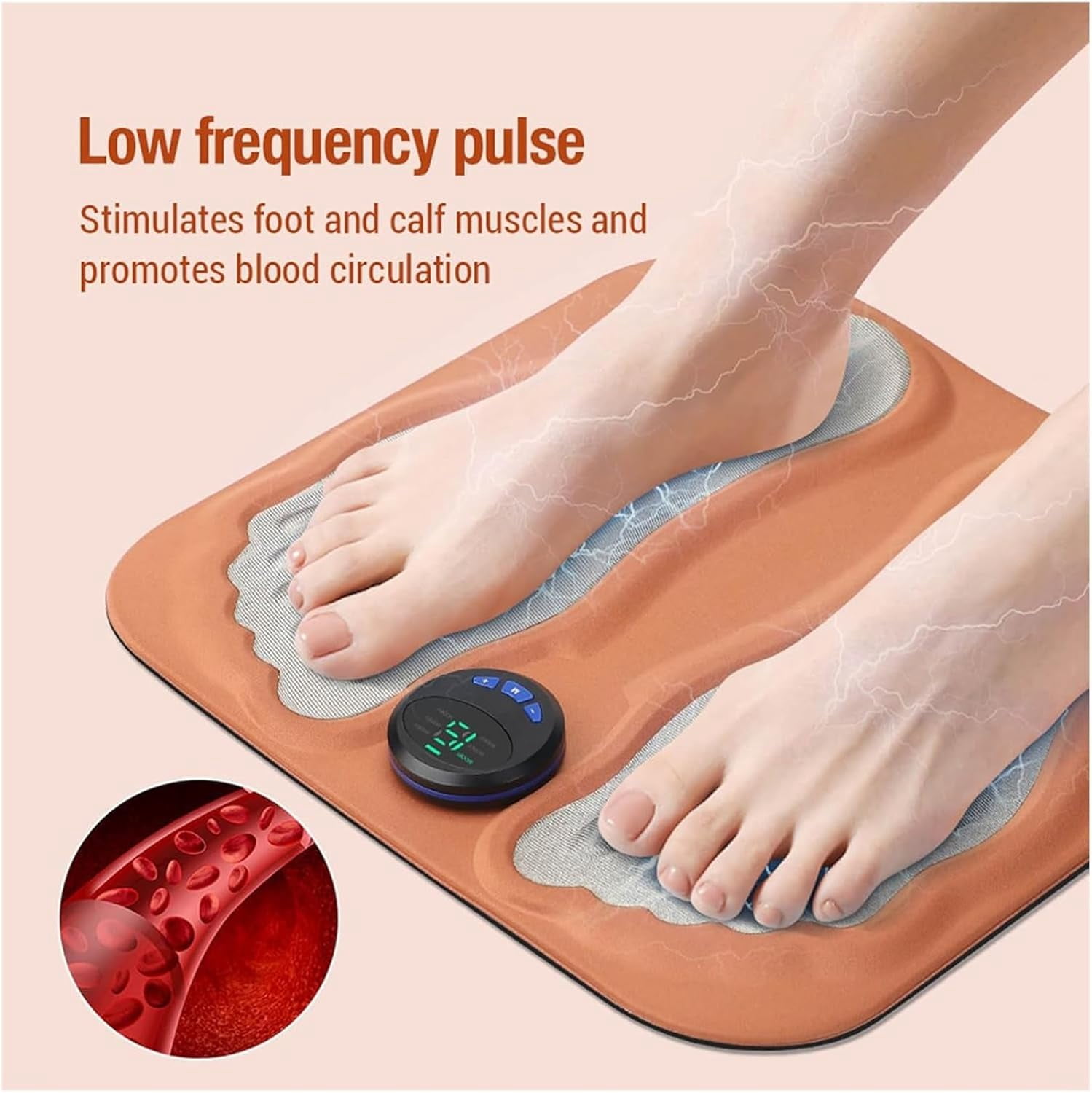 Electric Foot Massager, EMS Foot Massager Pad with LED Display, 6 Massage Modes 15 Levels of Intensity Long Battery Life, Relieve Fatigue Relax Foot Reduce Pain Gifts for Office Home Birthday Holiday