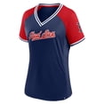 thumbnail image 2 of Women's Fanatics Navy Boston Red Sox Glitz & Glam League Diva Raglan V-Neck T-Shirt, 2 of 3