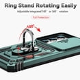 thumbnail image 3 of for Samsung Galaxy S23 Case,with Camera Lens Cover HD Screen Protector,[Military Grade] Ring Car Mount Kickstand Hybrid Hard PC Soft TPU Shockproof Protective Case for Galaxy S23, Green, 3 of 15