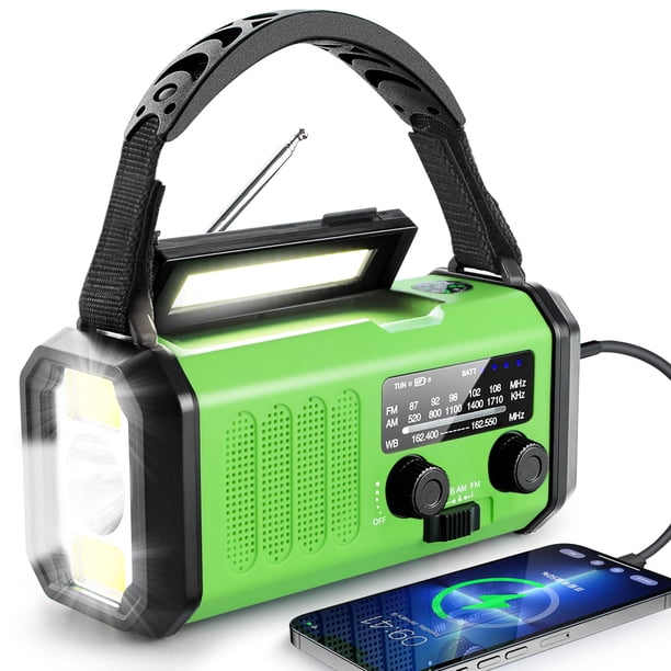 Radio de emergencia Leaton, manivela, 10000 mAh, funciona con energía solar
