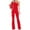 Red, variant on aidice Rompers for Women Dressy off Shoulder Belt Slim Fitting Long Sleeve Comfy Flare Pants Jumpsuits