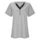 thumbnail image 5 of Gibobby Playera de Verano para Mujer Blusa informal color liso para mujer con cuello en V y costuras encaje con botones en la parte superior manga corta(Gris,M), 5 of 5