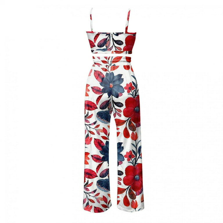 Vacation Simple Two piece Set Floral Print Sleeveless Crop - Temu Canada