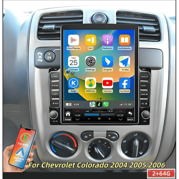 2 64G 9.7in Double Din Car Stereo Radio for Chevrolet Colorado 2004 2005 2006 - with Carplay and Android Auto GPS Navigation, Backup Camera, Bluetooth, WiFi, FM/RDS SWC Mirror Link