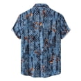 thumbnail image 2 of Camisa Hombre Camisa informal de verano con estampado geométrico para hombre, camisa de manga corta con cuello vuelto (Blue, XL), 2 of 6