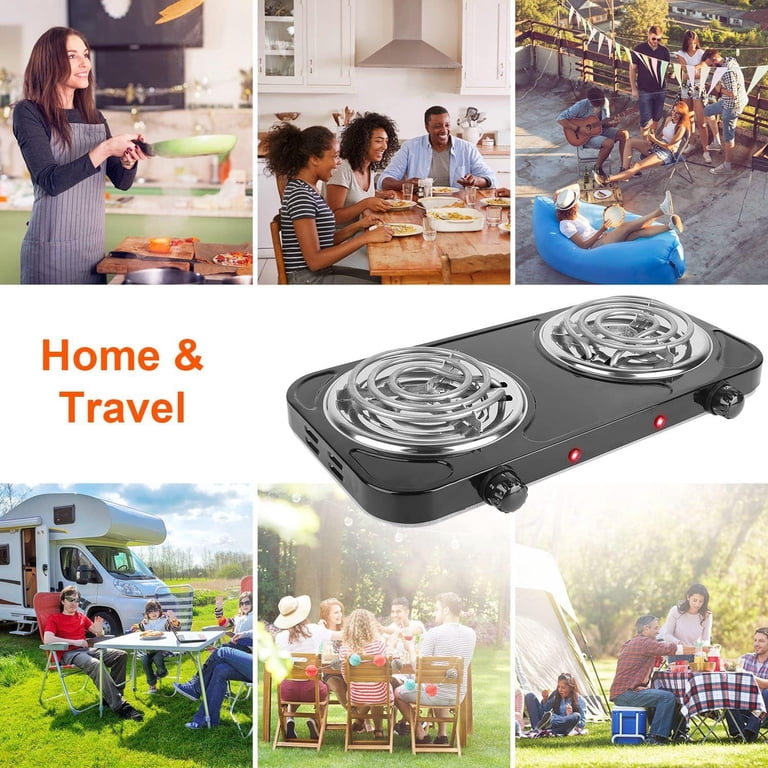 KOCASO 2000W Double Electric Hot Plate - 5-Temperature Burner Cooktop For Countertop Cooking