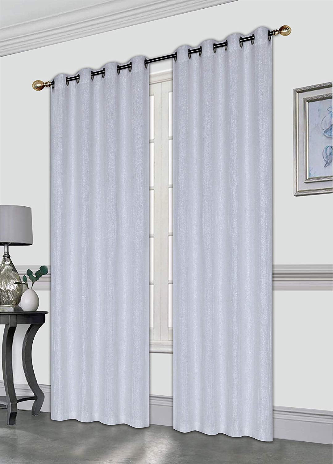 2 PC Gwen Window Curtain Panel Grommet Crushed Elegant Sparkle Metallic 52x84 - Picture 17 of 18