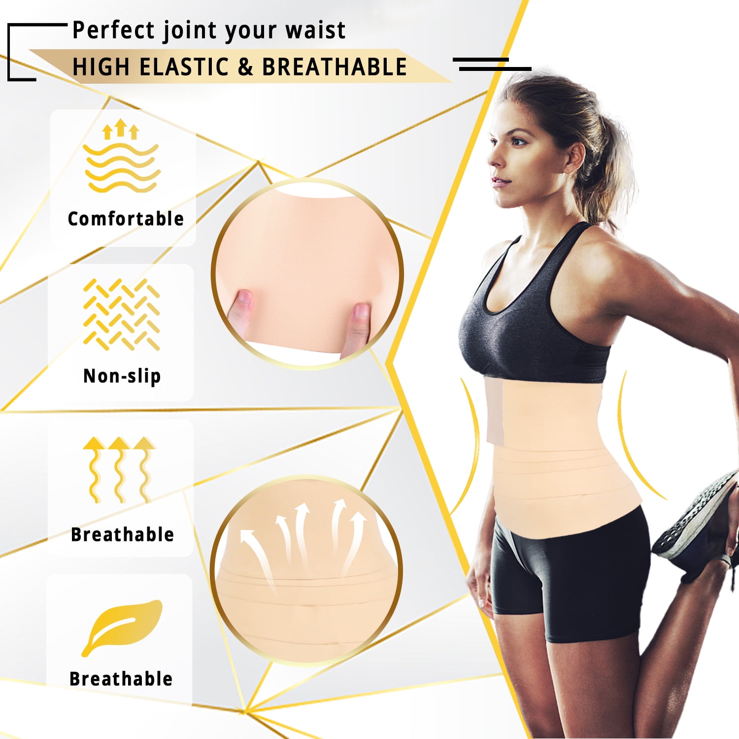 Invisible Waist Trainer, Belt Waist Trainer for Women, Wrap Shapewear  Snatch Bandage Tummy Sweat Waist Wrap, Flexible Adjustable & Non-Slip Plus  Size Waist Trimmer Belt For Women Lower Belly, Black, One Size 