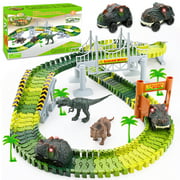Dinosaur Toys for 3 Year Old Boys - Dinosaur Train Toys Race Track 170PCS Dinosaur World Road Race Kids Toys Car