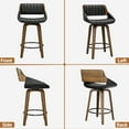thumbnail image 6 of LainTene 26" Swivel Counter Height Bar Stool with Walnut Bentwood Frame, Faux Leather Seat & Footrest, Mid-Century Modern Chair for Kitchen Island, Bar, or Café (Set of 3), 6 of 11