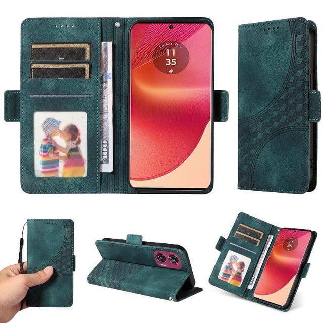 Funda GANGXUN para Motorola Moto E15 con diseño acolchado elegante, cuero PU, protección total y ajuste preciso