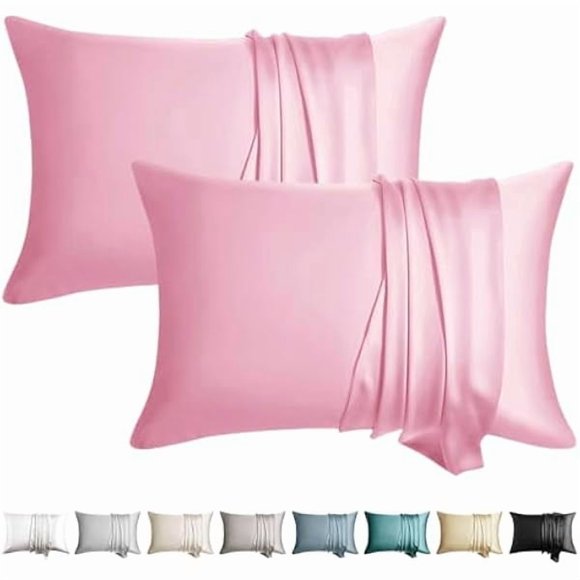 ccwmincc 100% Silk Pillowcase for Hair and Skin Toddler Size 2 Pack Mulberry Silk Pillow Case 13 x 18 Inches Highest 6A Silk Kids/Travel Pillow Cover Soft Breathable Cooling with Hidden Zipper, Pink