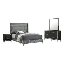 Lucia 4-piece Eastern King Bedroom Set Grey and Black