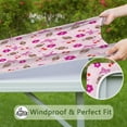 thumbnail image 6 of Pink Football and Flowers Pattern Square Fitted Tablecloth with Elastic Edge,Square Table Cover,Washable Elastic Table Cover for Home Kitchen Party Decor 36"x36", 6 of 6