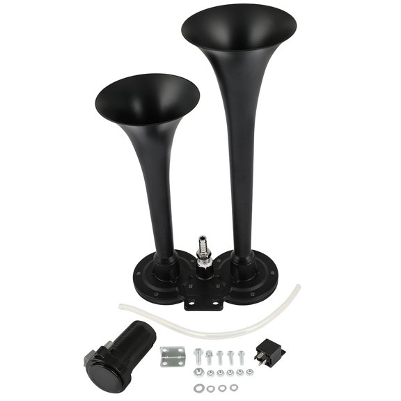 AUTOMUTO Dual Trumpet Electric Train Car Air Horn with Compressor Replacement for 12V Vehicles Trucks Lorrys Trains Boats Cars