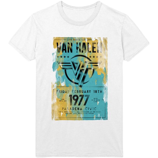 Van Halen - Camiseta Pasadena '77 para Adultos Unisex (Blanco)
