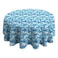 thumbnail image 4 of Pink Butterfly Geometric Pattern Round Tablecloth 60"x60",Wrinkle Wipeable Table Cloth for Kitchen Dining Room Picnic Patio Party, 4 of 6